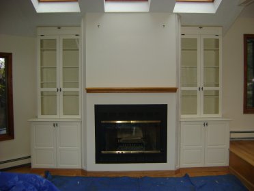 Living Room Family Fire Fireplace Mantle Cabinet Cabinets Storage